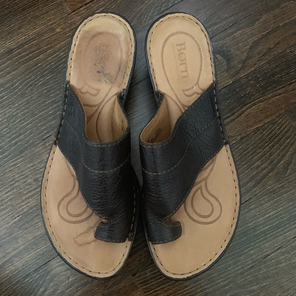Born Soft Leather Brown Sandals, Sz 8